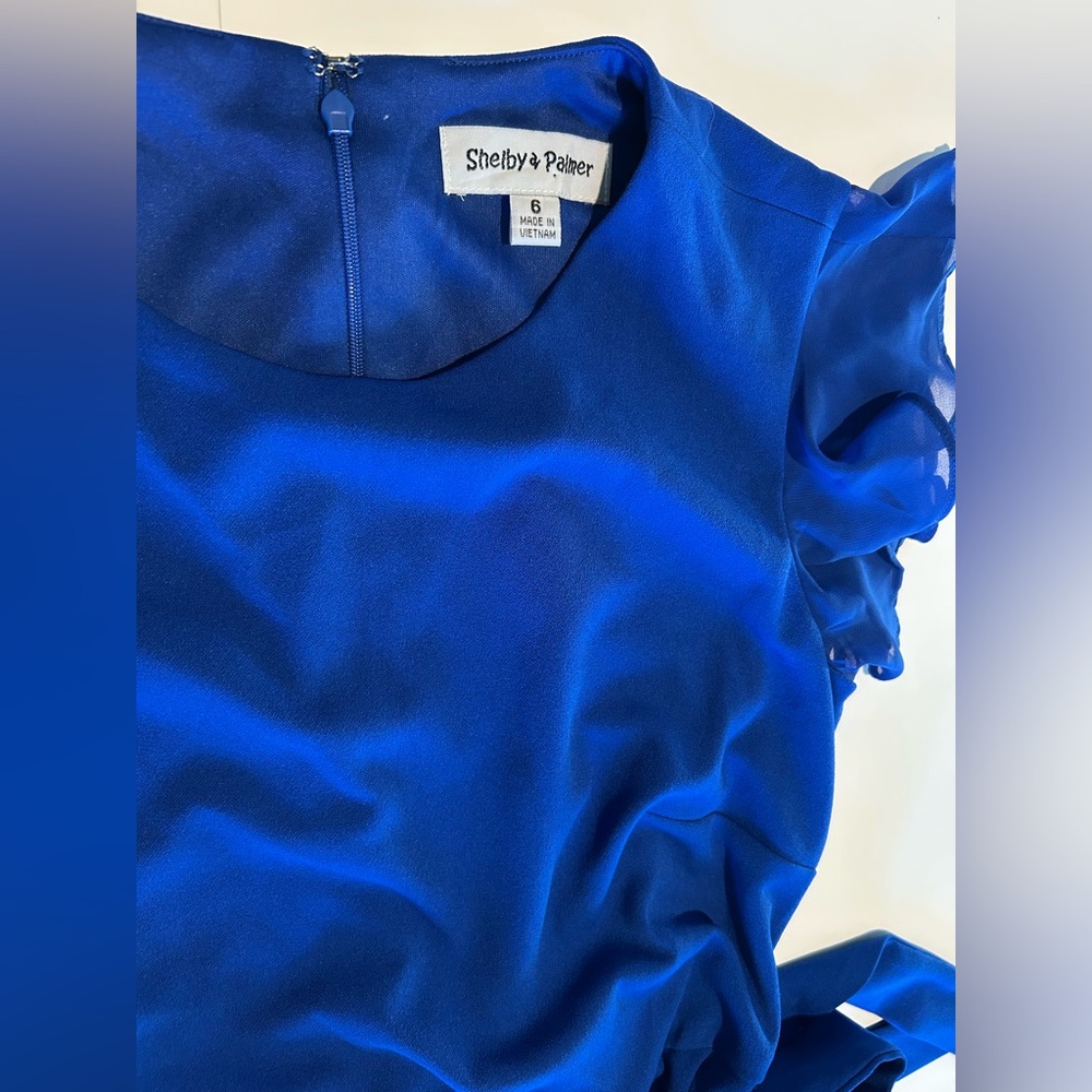 Shelby & Palmer Bright Blue Short Sleeve Blouse - Picture 3 of 6